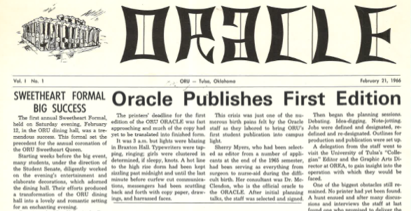 Oracle: ORU Student Newspaper